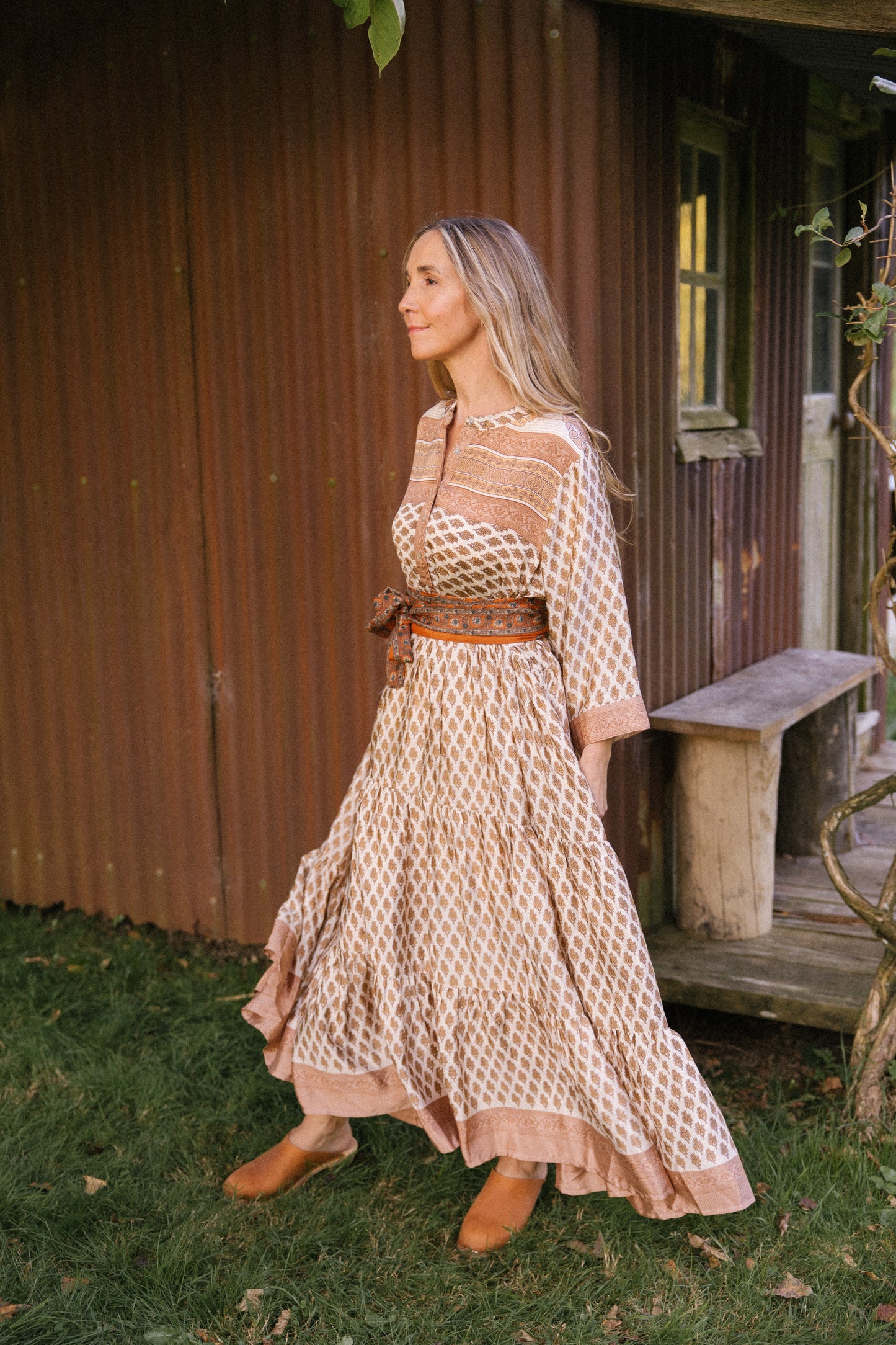 Prairie Round Neck Silk Dress 298 - XL