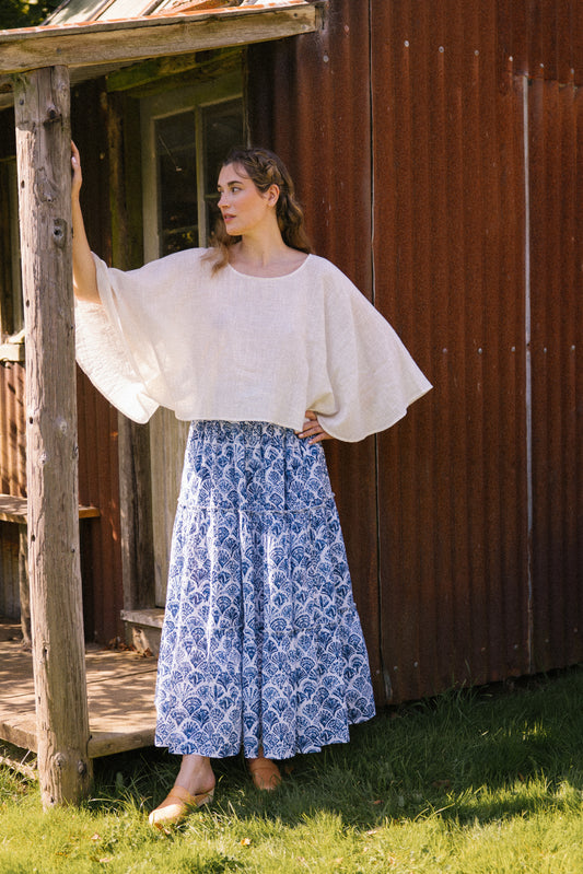 Sea Shell Maxi Skirt - Blue