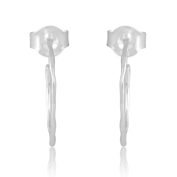 Hammered Hoop Earrings - Silver