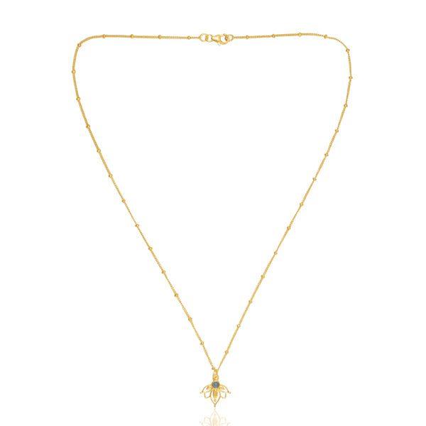 Lotus Necklace Gold -Gold Blue Chalcedony