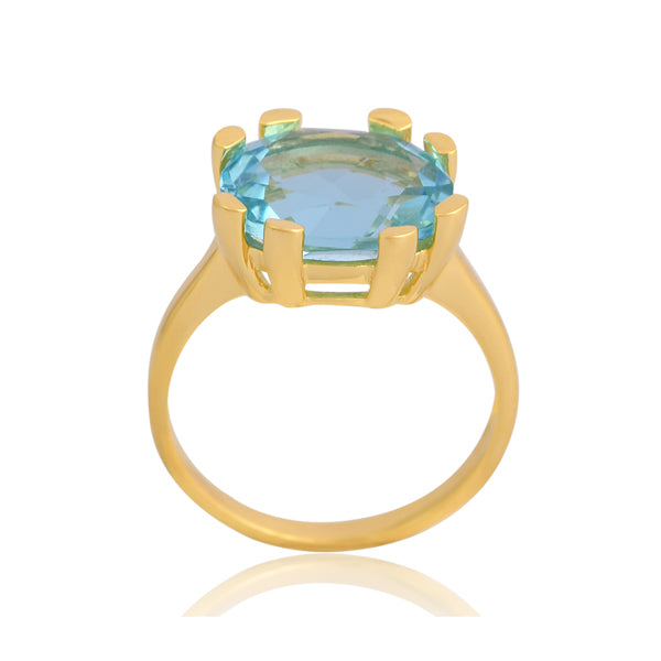 Noa Claw Ring -Gold Blue Topaz