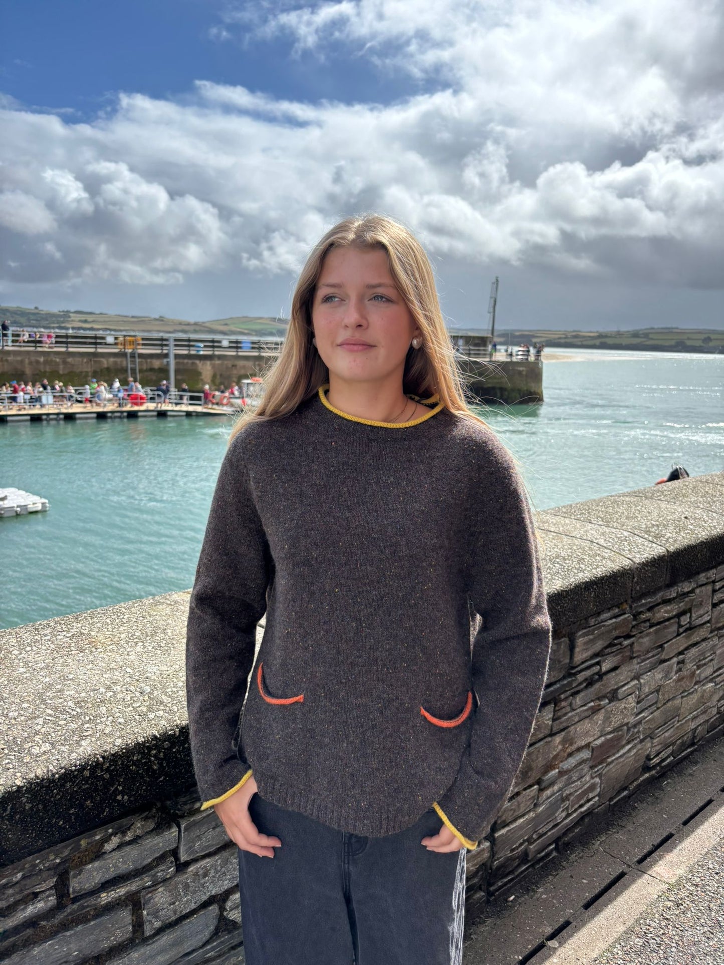 Tweed Nep Sweater in Bark