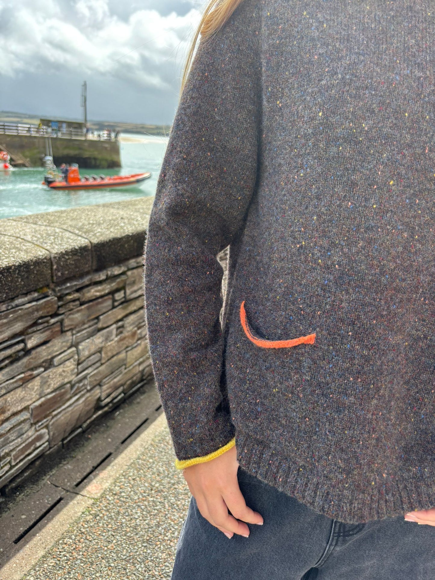 Tweed Nep Sweater in Bark