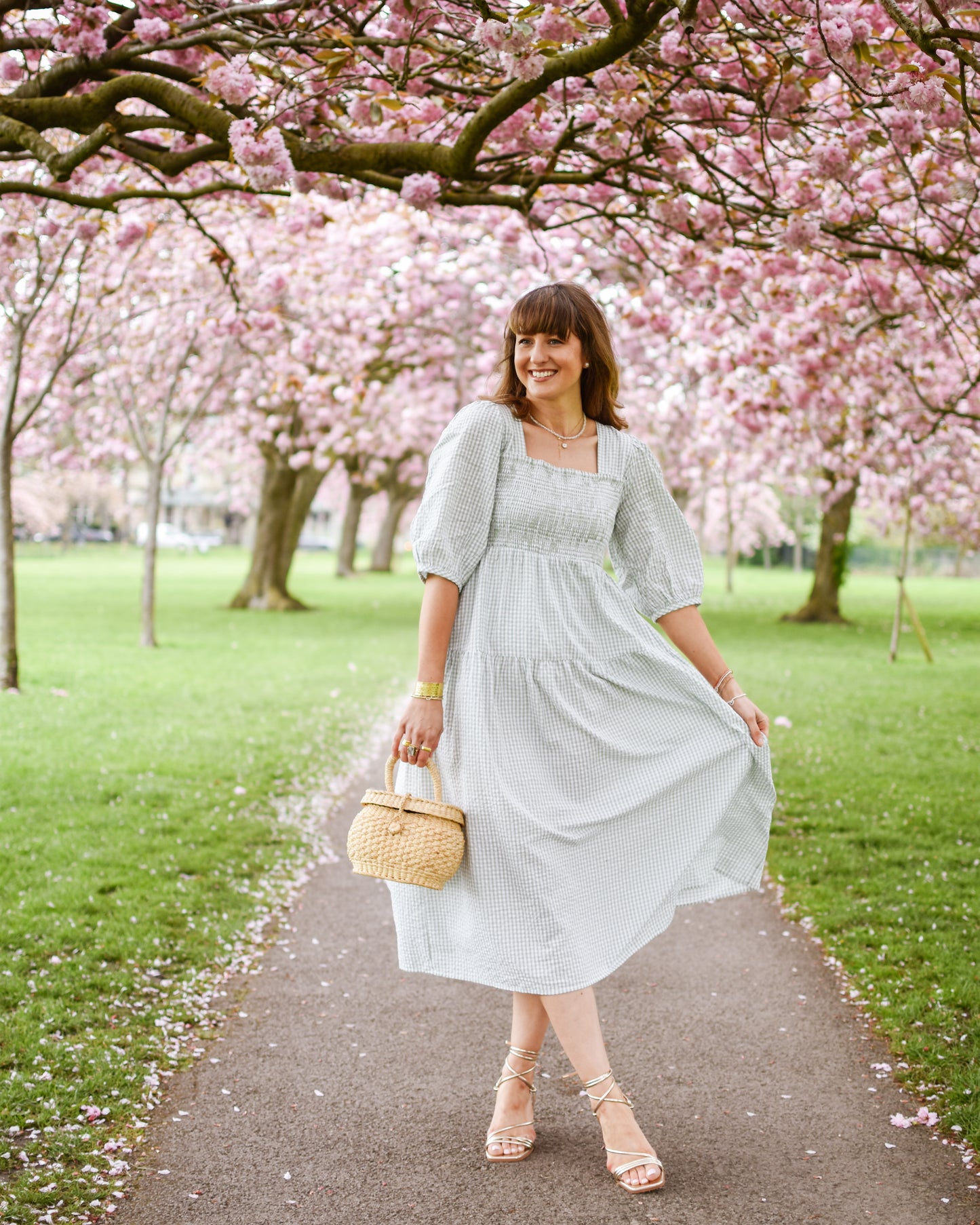 Rosie Gingham Dress - Fern