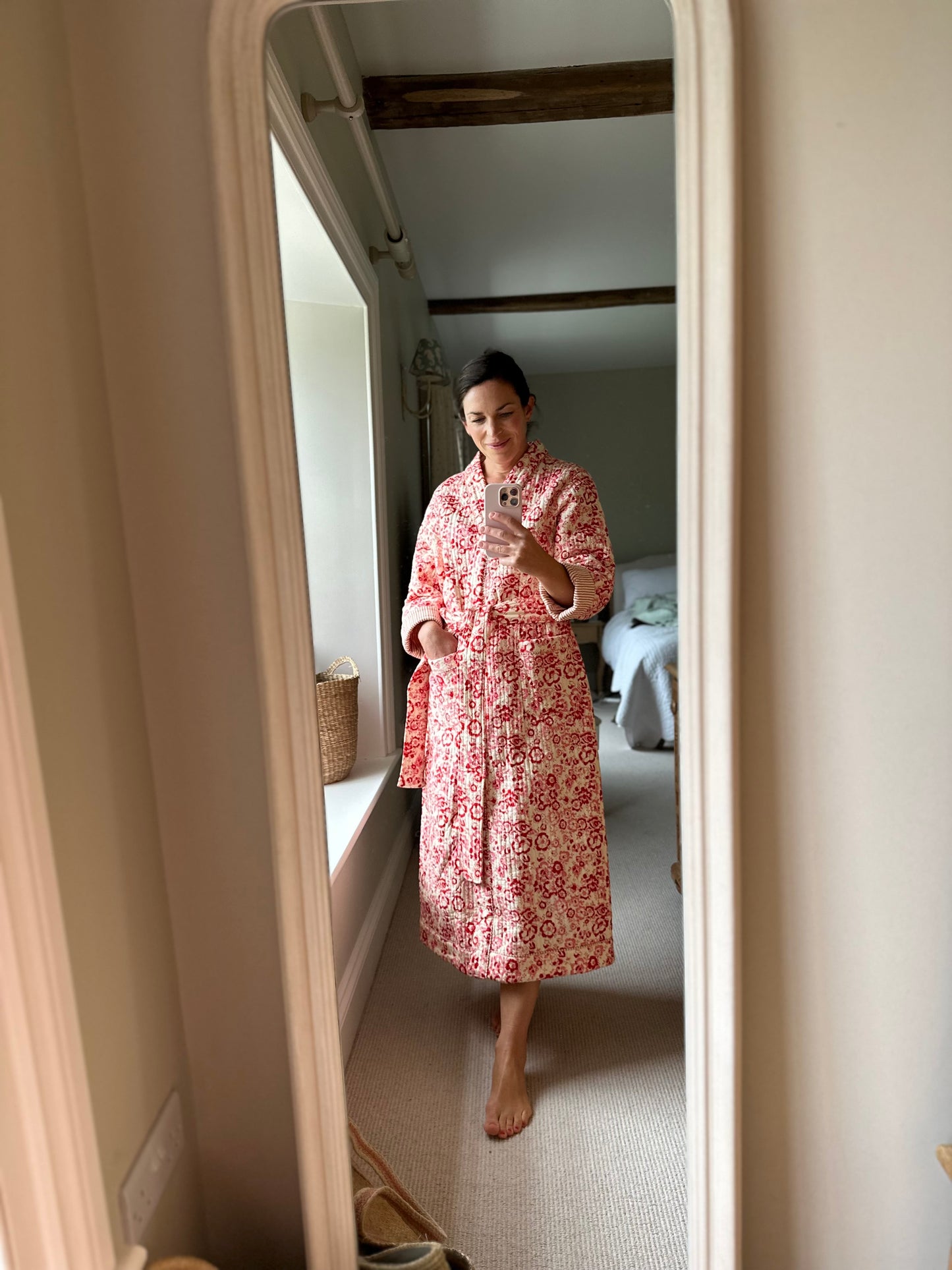 Quilted Dressing Gown - Cherry Blossom