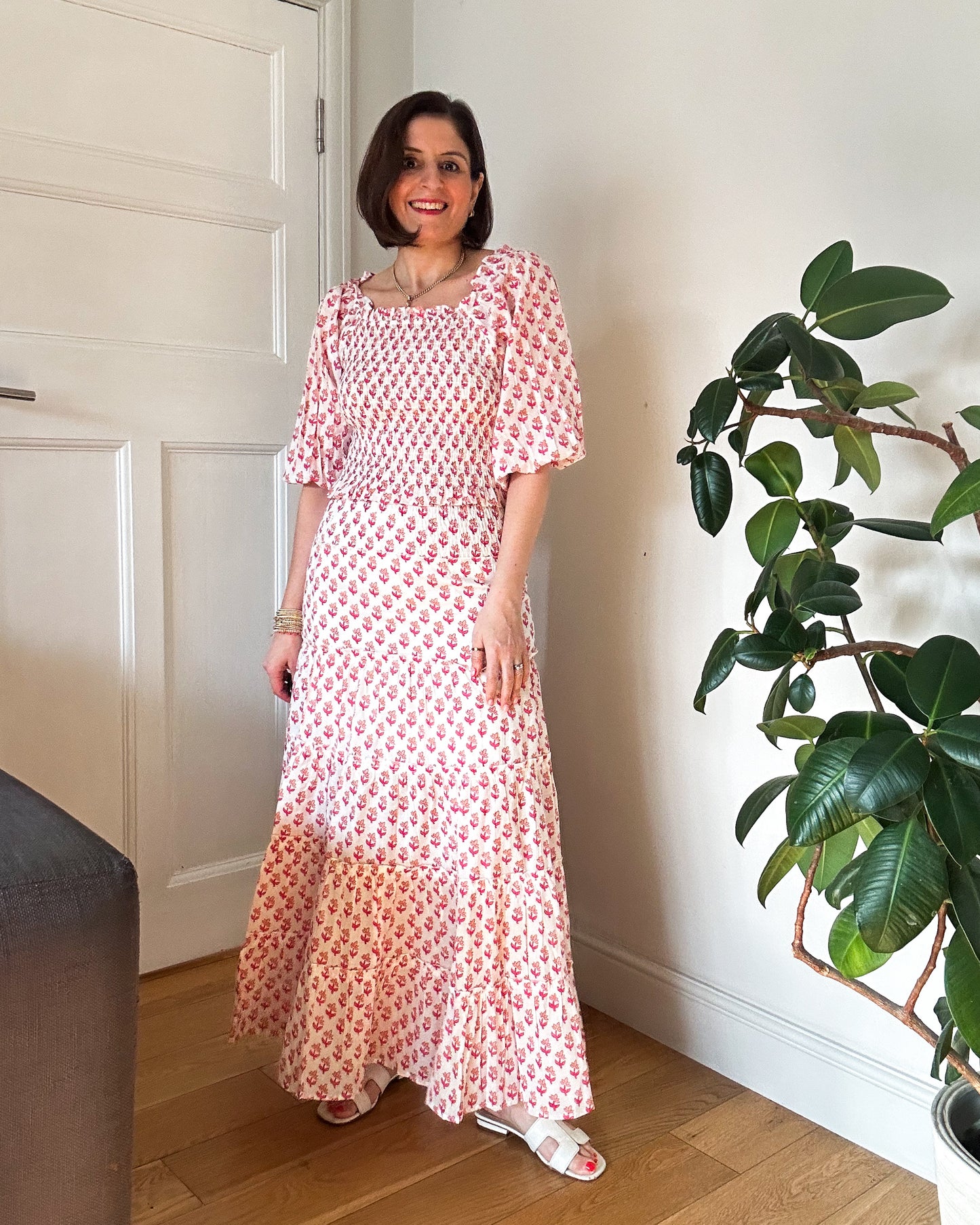Flores Smock Top- Pink