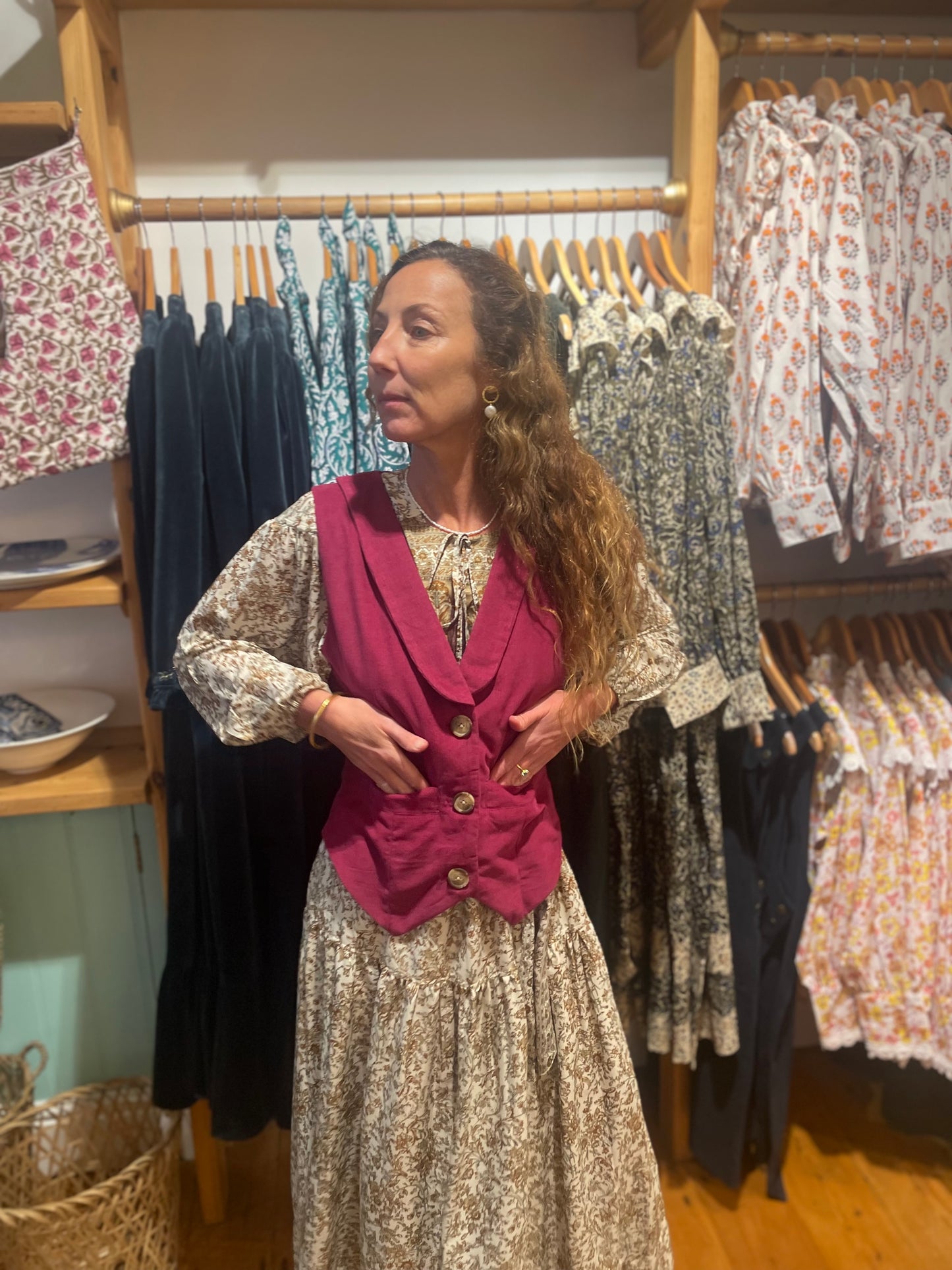 Jackie Corduroy Waistcoat in Plum