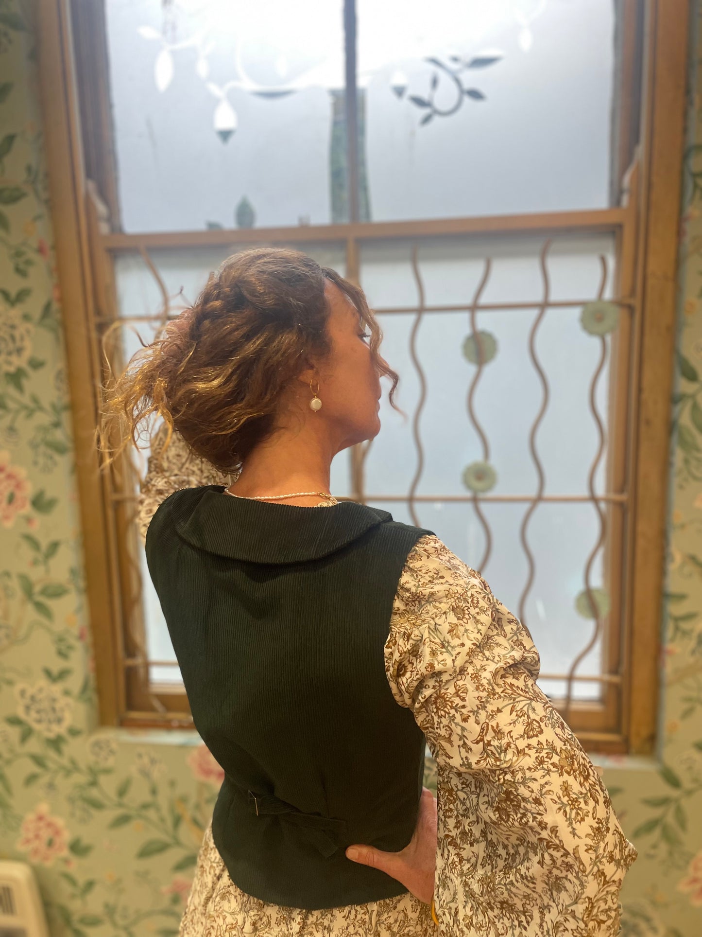 Jackie Corduroy Waistcoat in Bottle Green