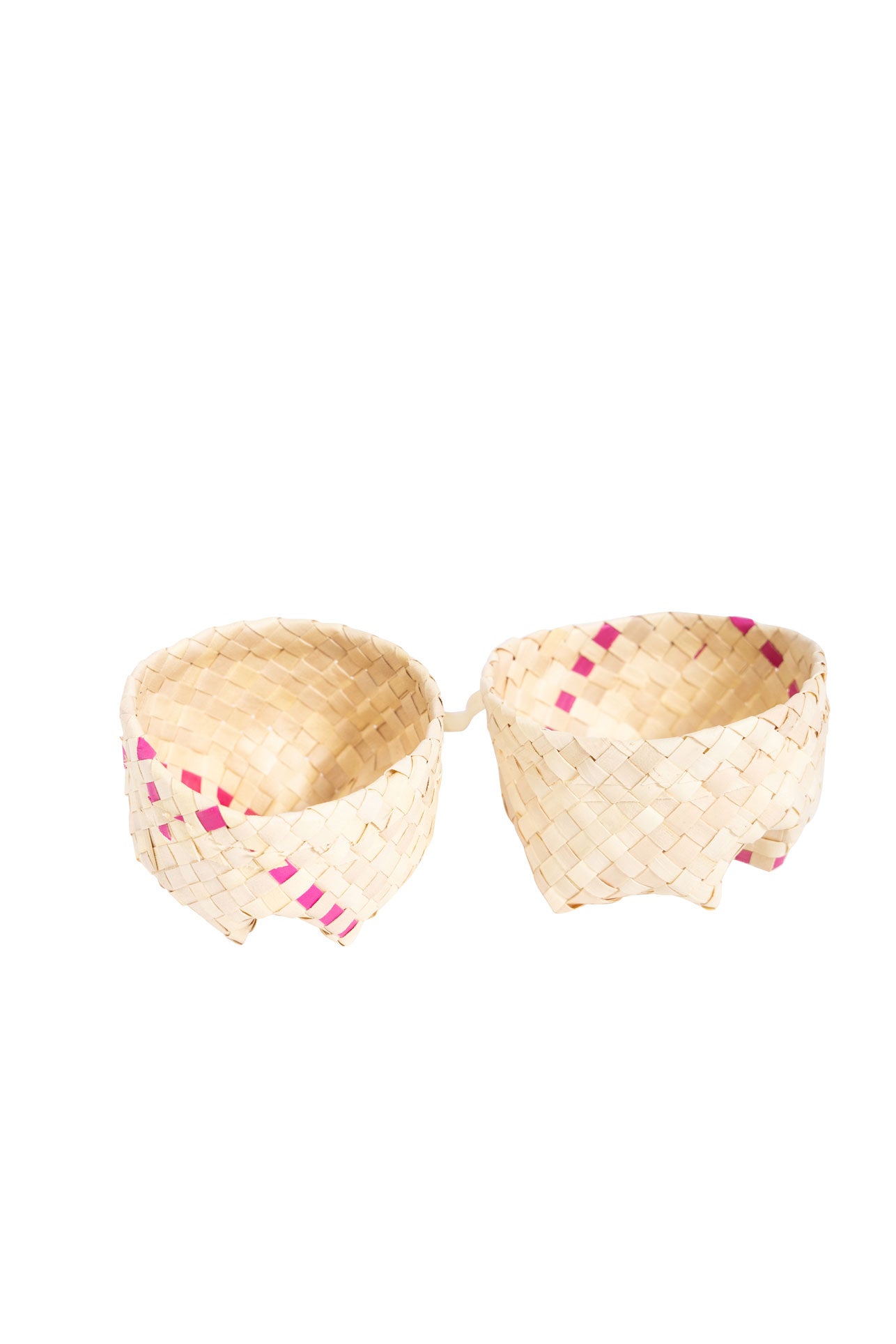 Raffia Jewellery Gift Baskets - Natural/Pink