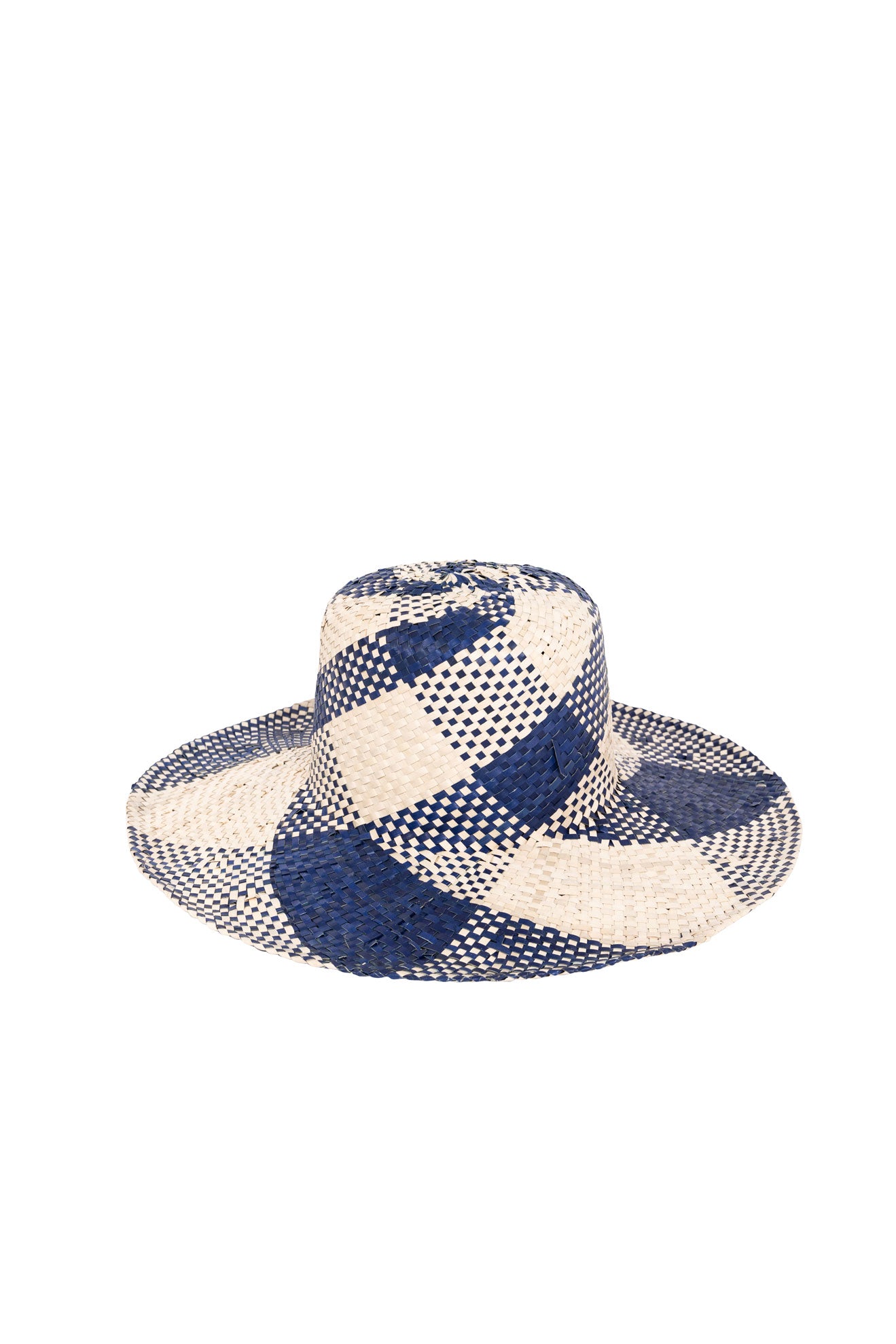 Raffia Sun Hat in Navy/Cream