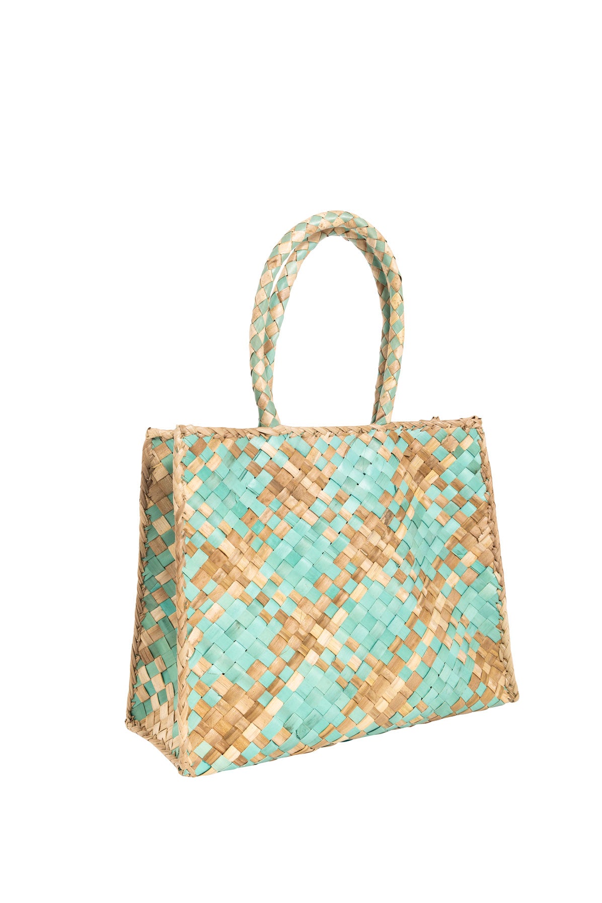 Raffia Retro Shopper in Aqua Candy