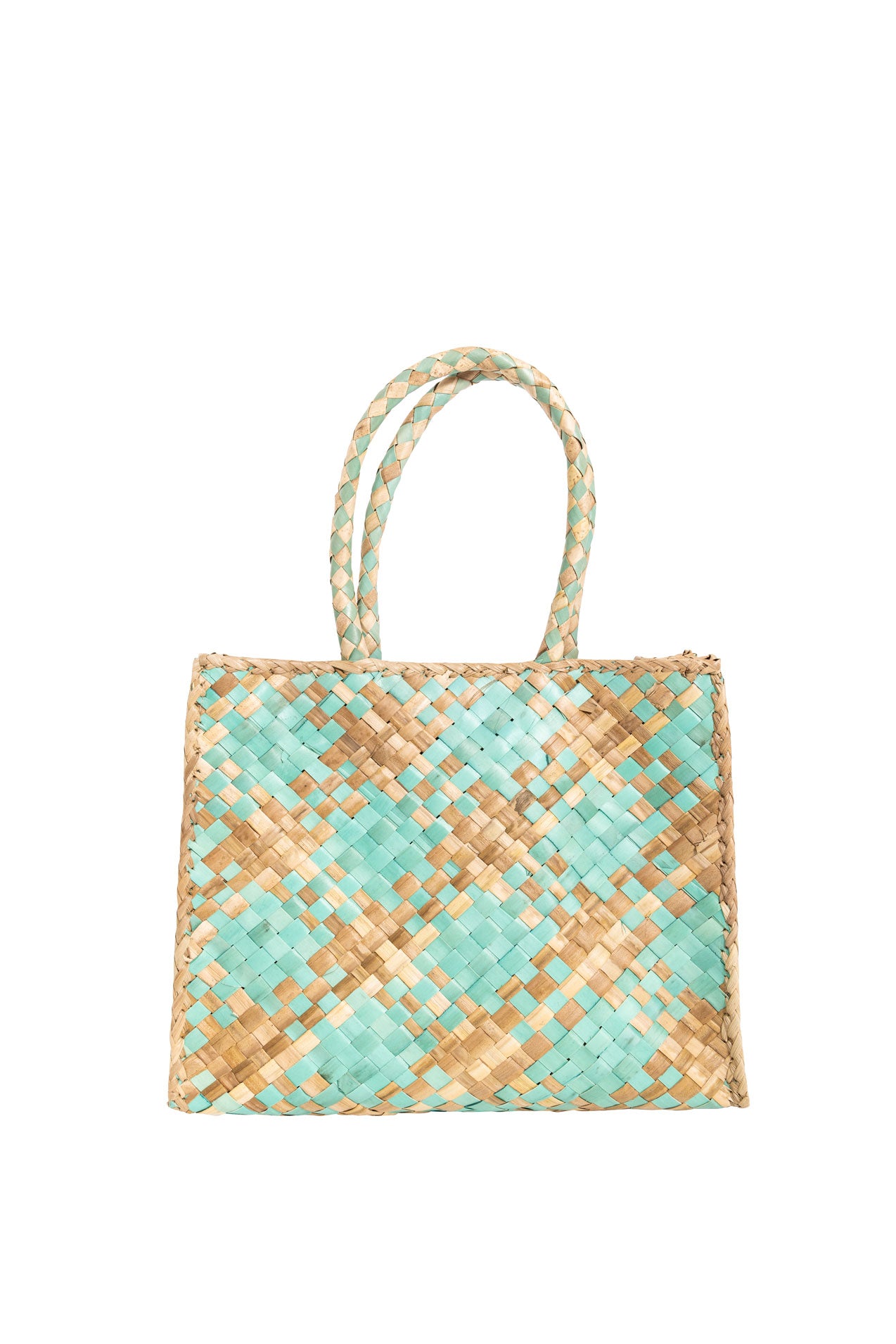 Raffia Retro Shopper in Aqua Candy