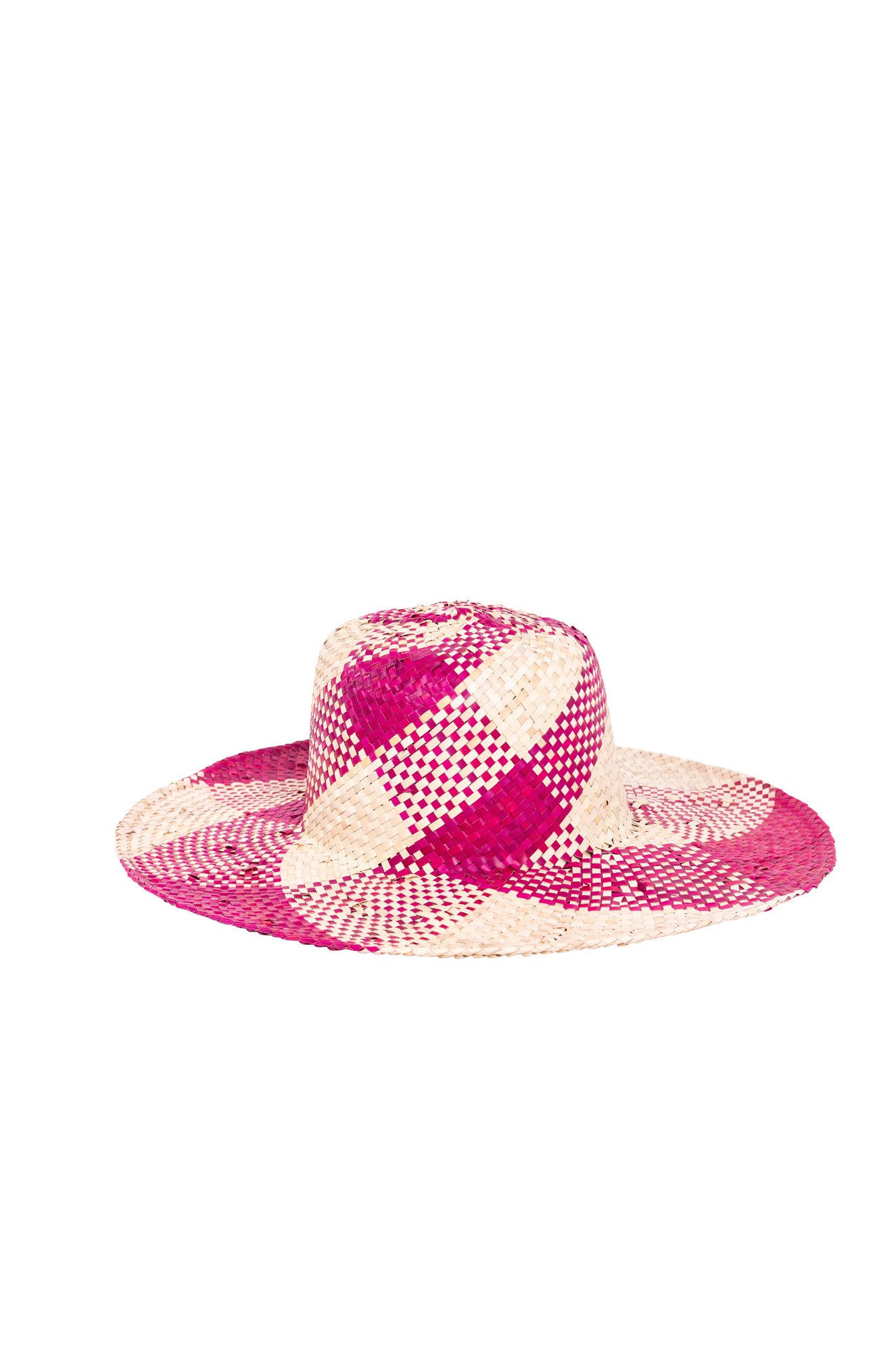 Raffia Sun Hat in Pink/Cream