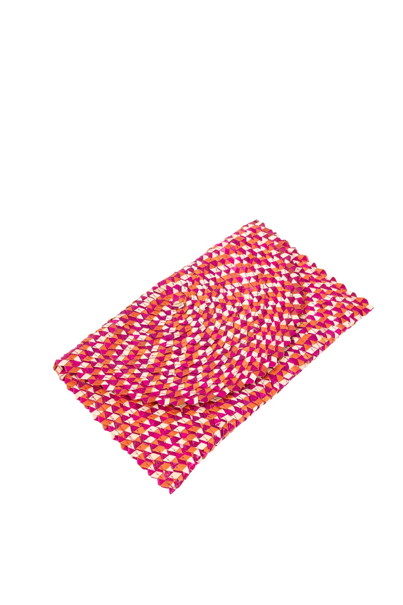 Raffia Clutch Bag in Pink/Orange