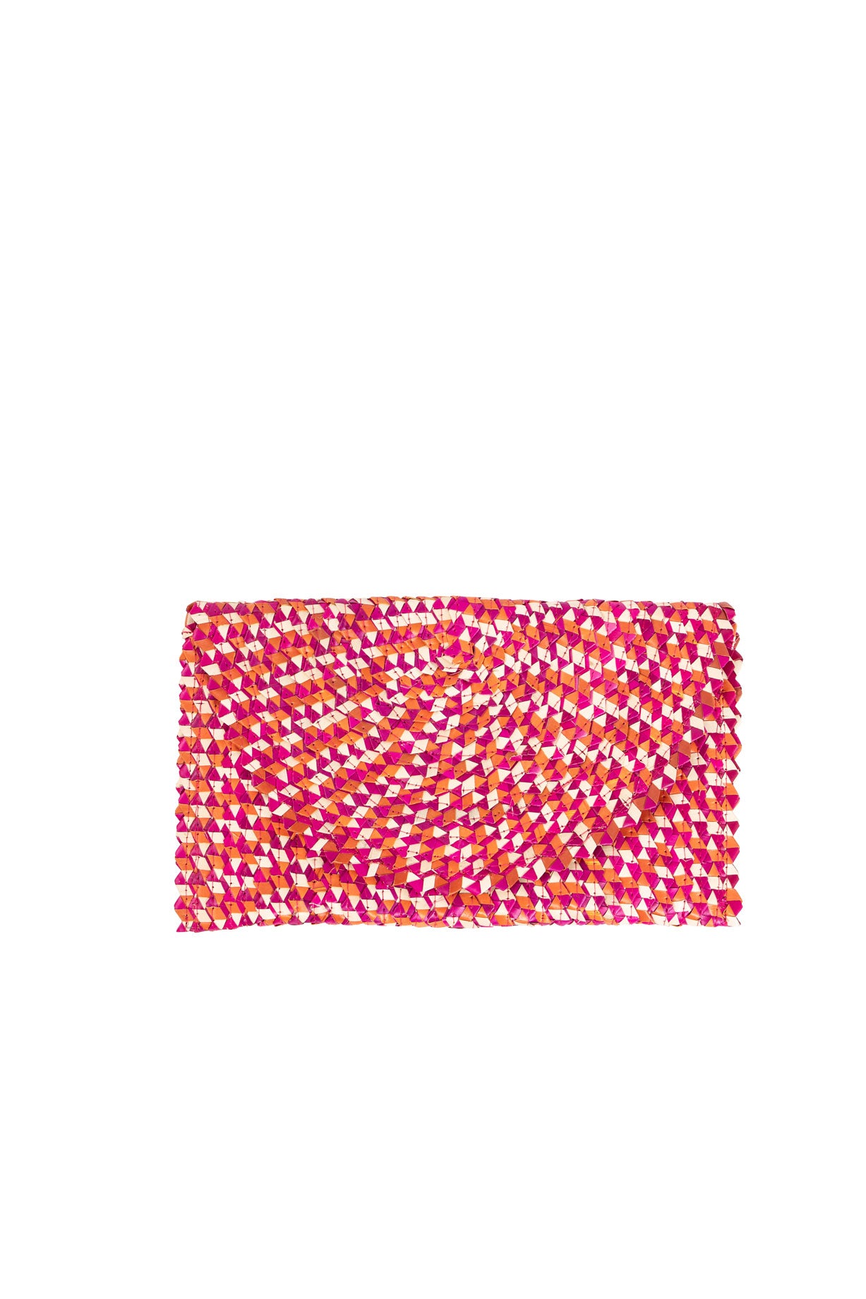 Raffia Clutch Bag in Pink/Orange