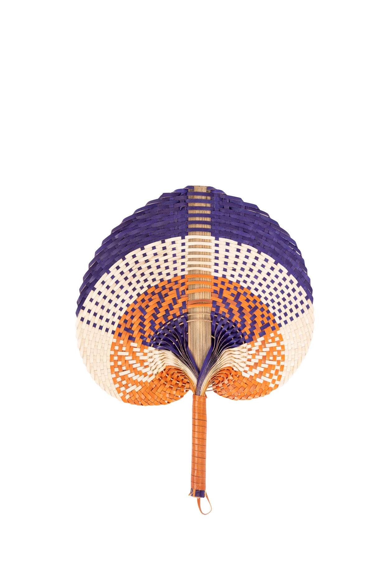 Raffia Hand Fan in Orange/Purple