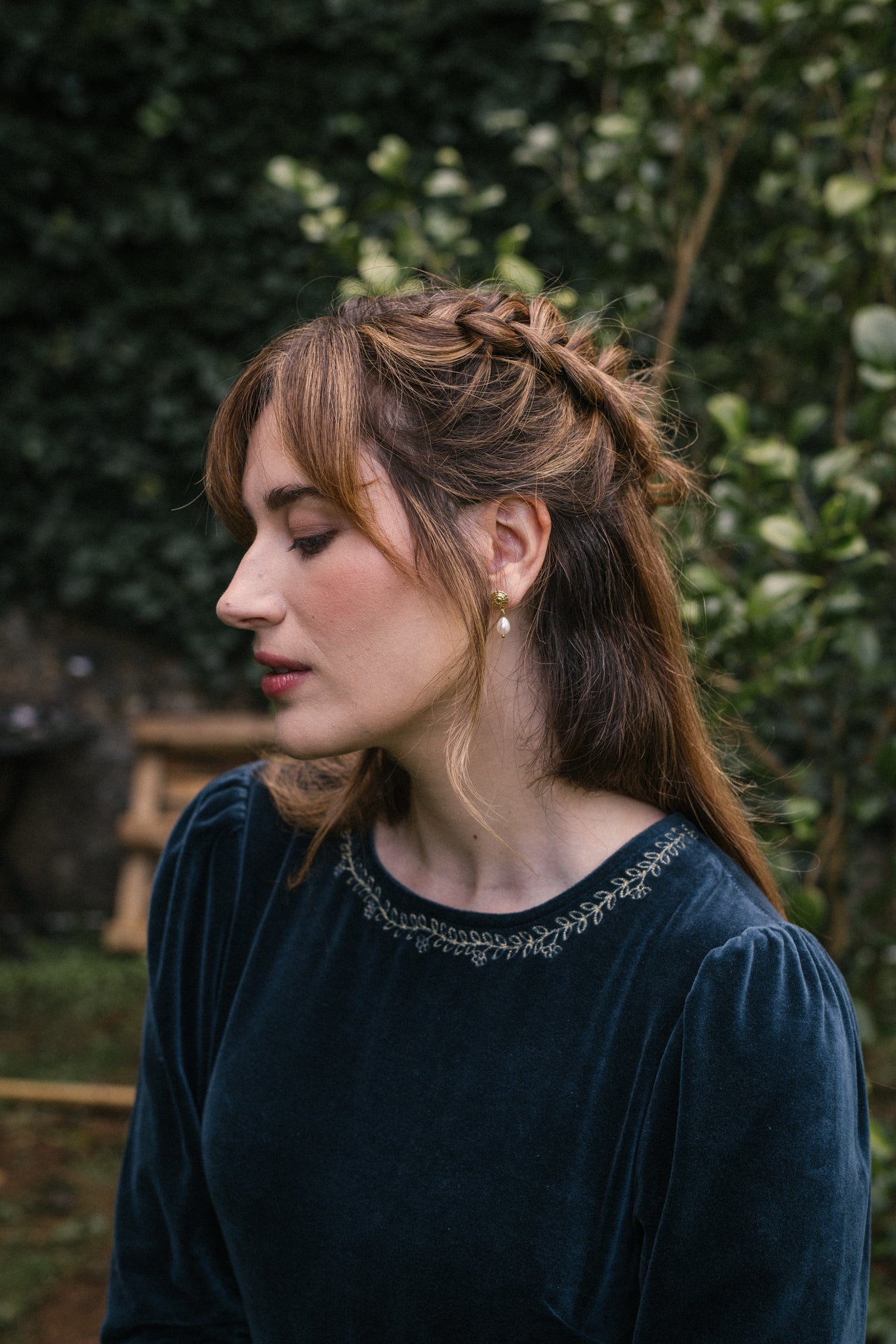 Luna -Gold Pearl Drop Earrings