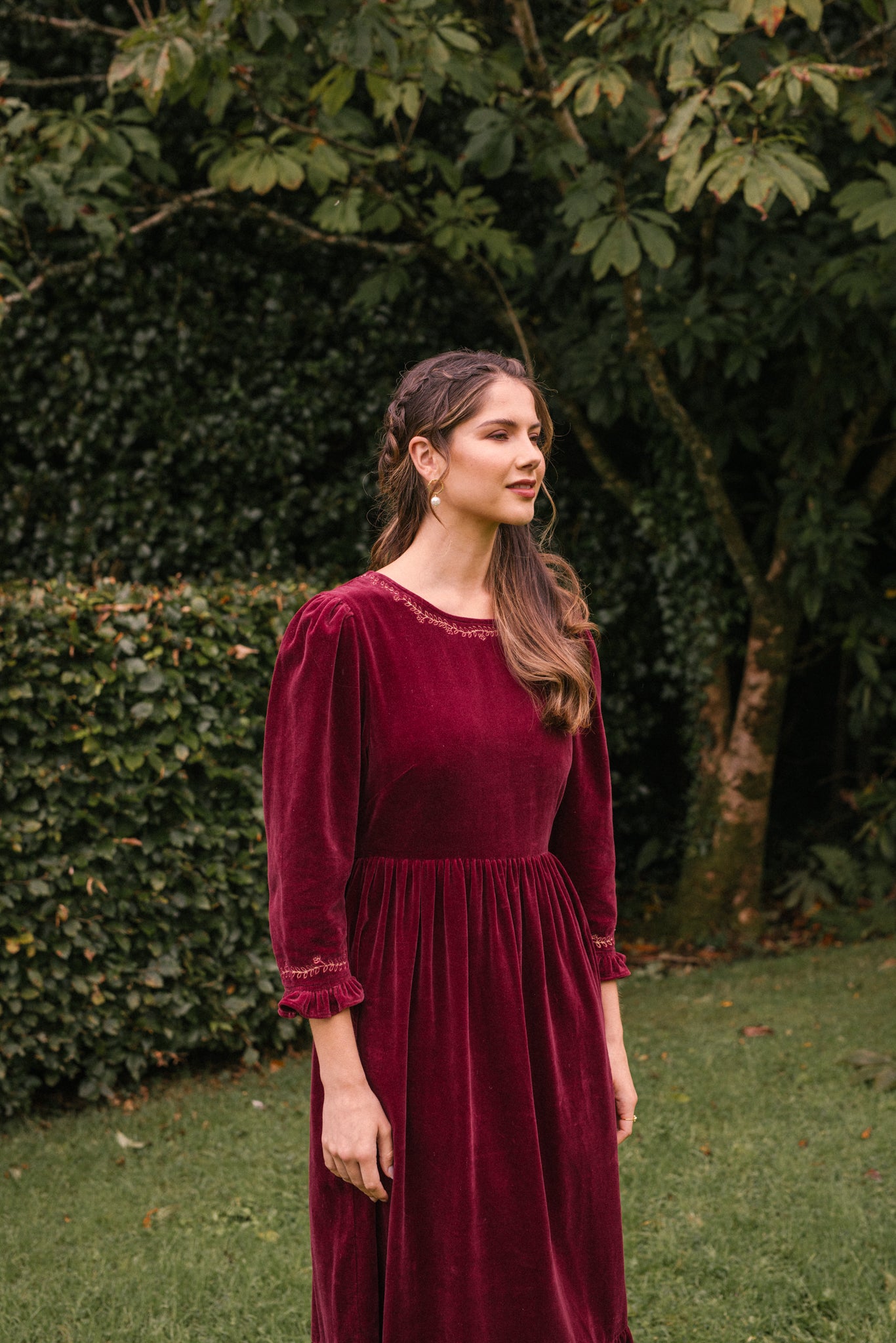 Aurora Velvet Dress in Burgundy