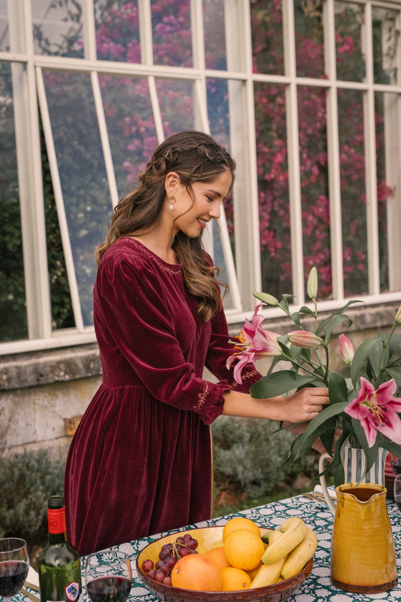 Aurora Velvet Dress in Burgundy