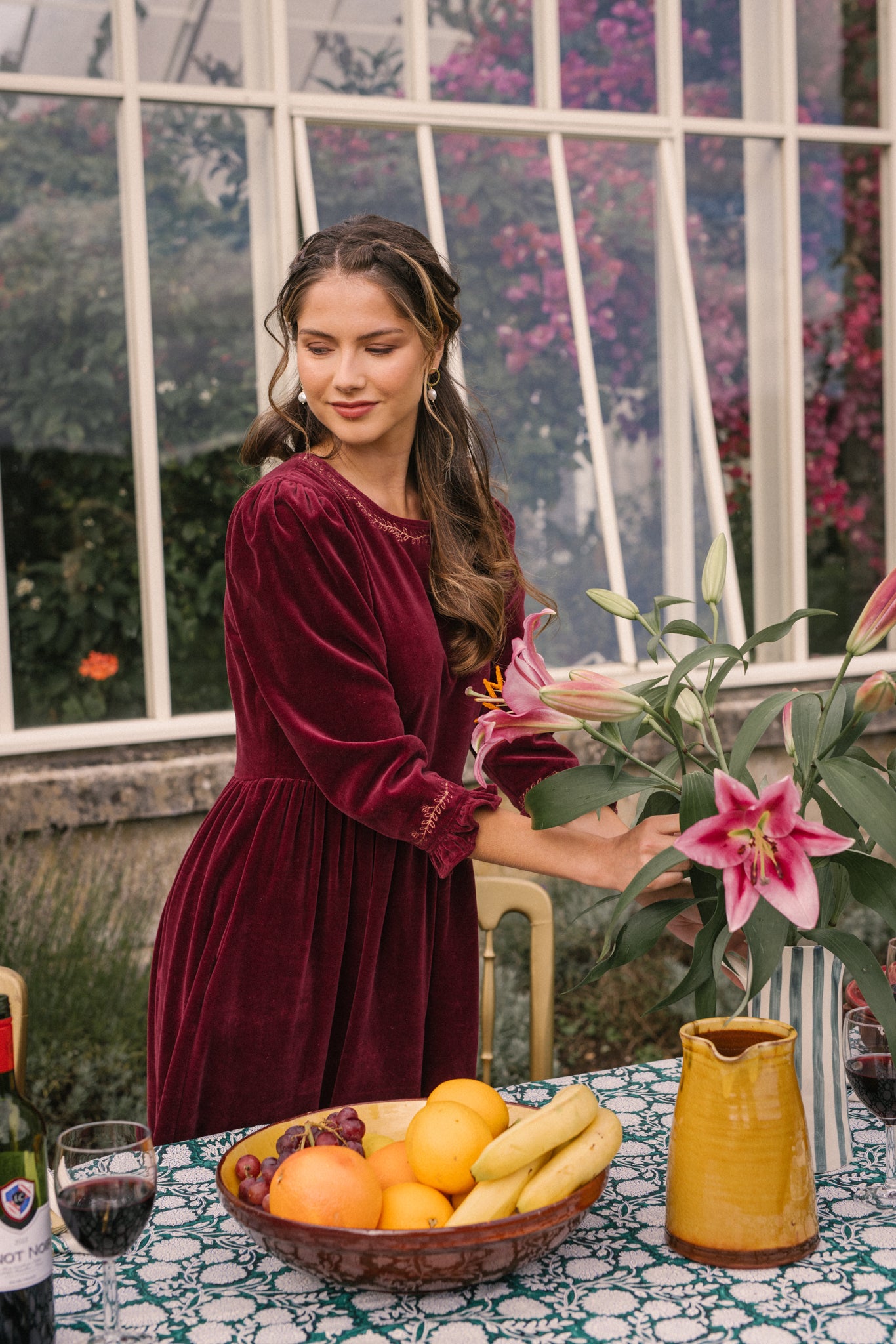 Aurora Velvet Dress in Burgundy