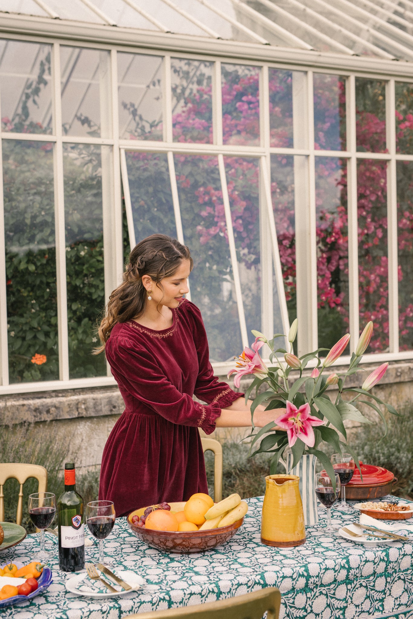 Aurora Velvet Dress in Burgundy