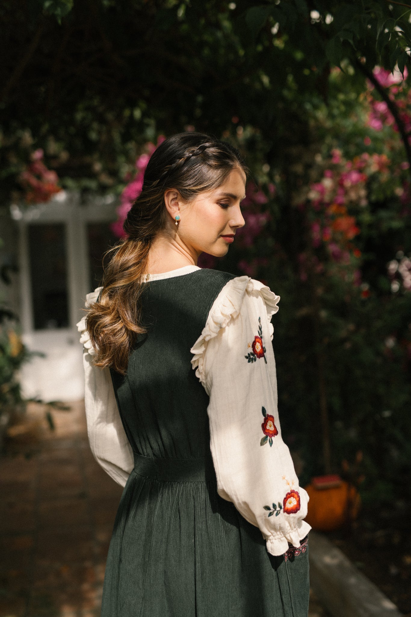 Alexandra Corduroy Pinafore in Bottle Green