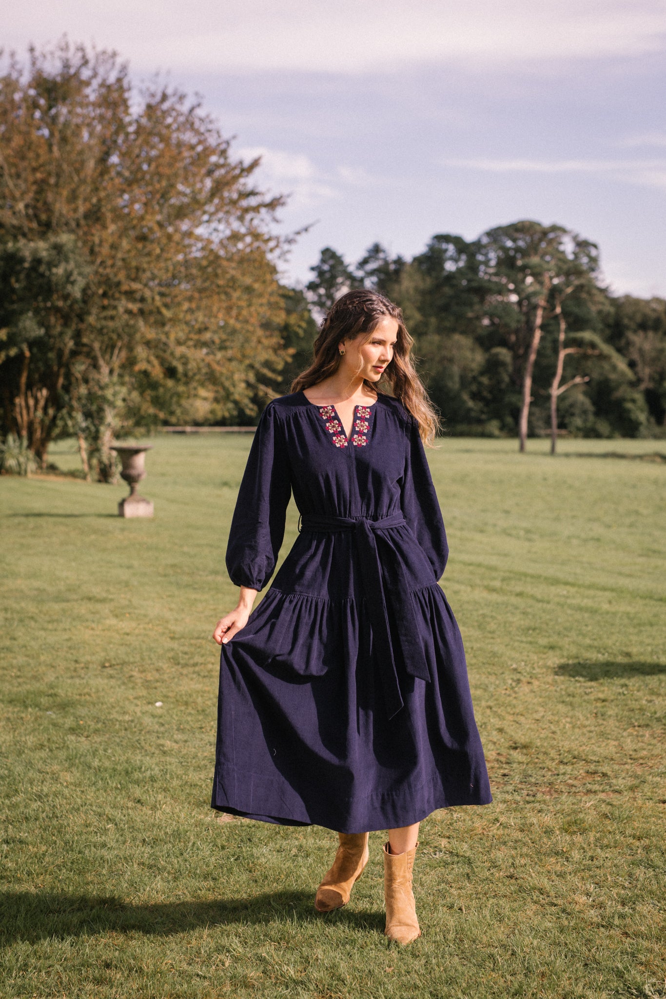 Miriam Corduroy Dress in Midnight