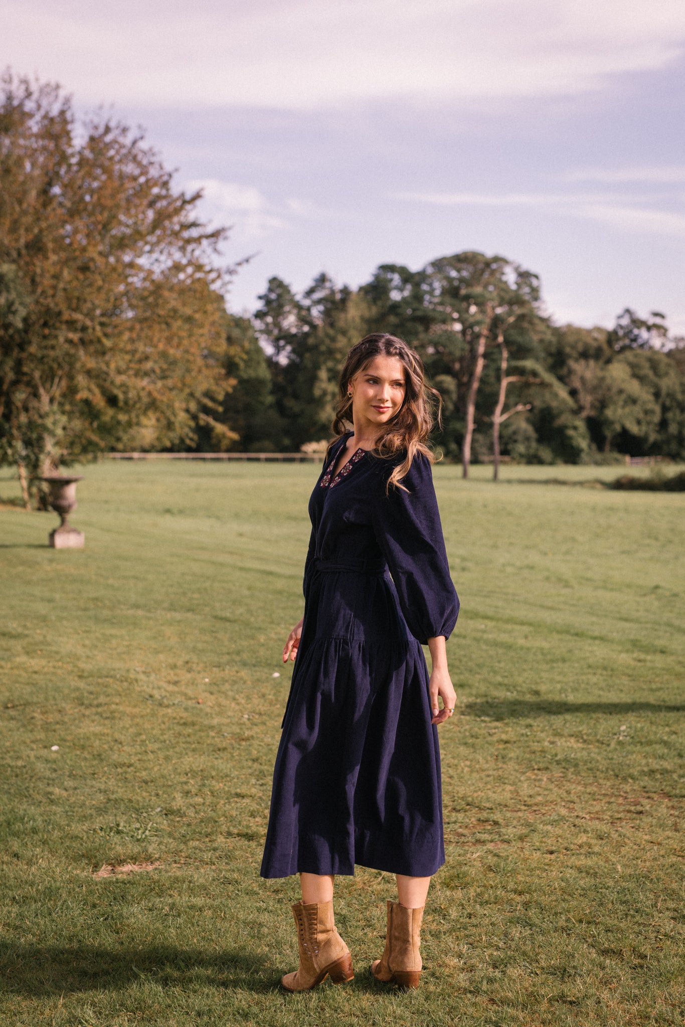 Miriam Corduroy Dress in Midnight