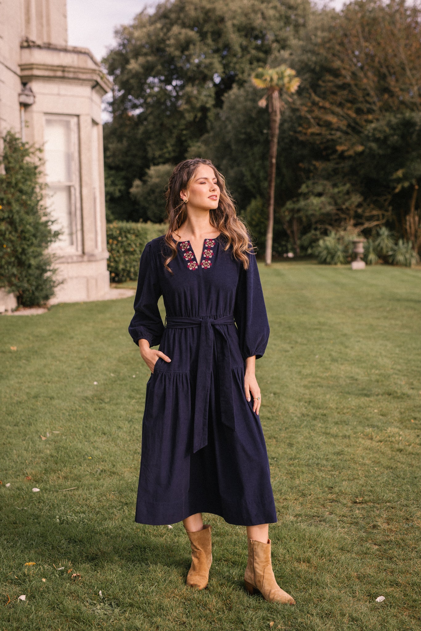 Miriam Corduroy Dress in Midnight