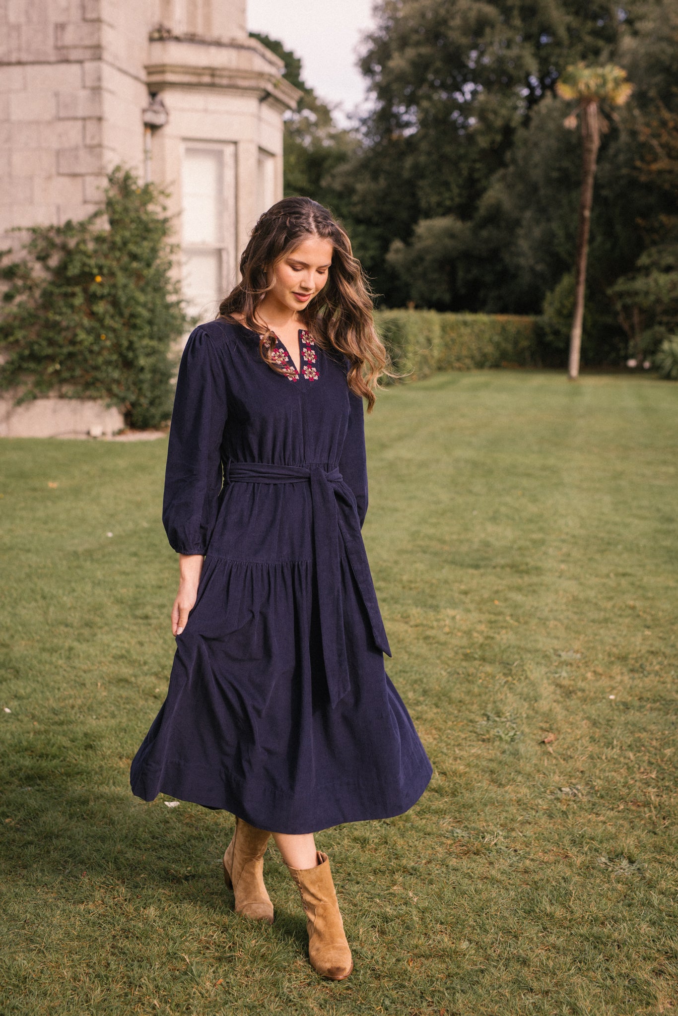 Miriam Corduroy Dress in Midnight