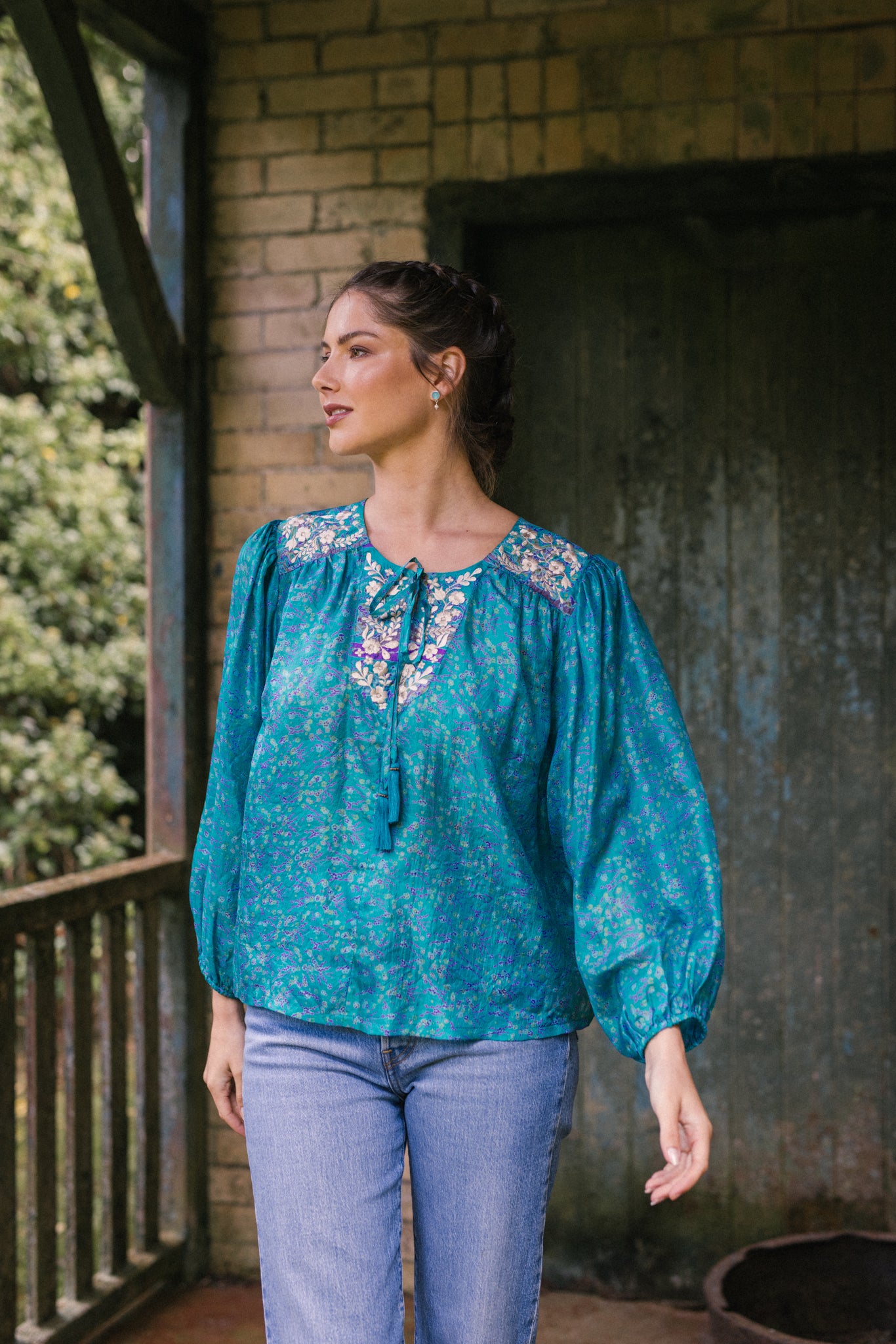 Lolita Embroidered Silk Blouse