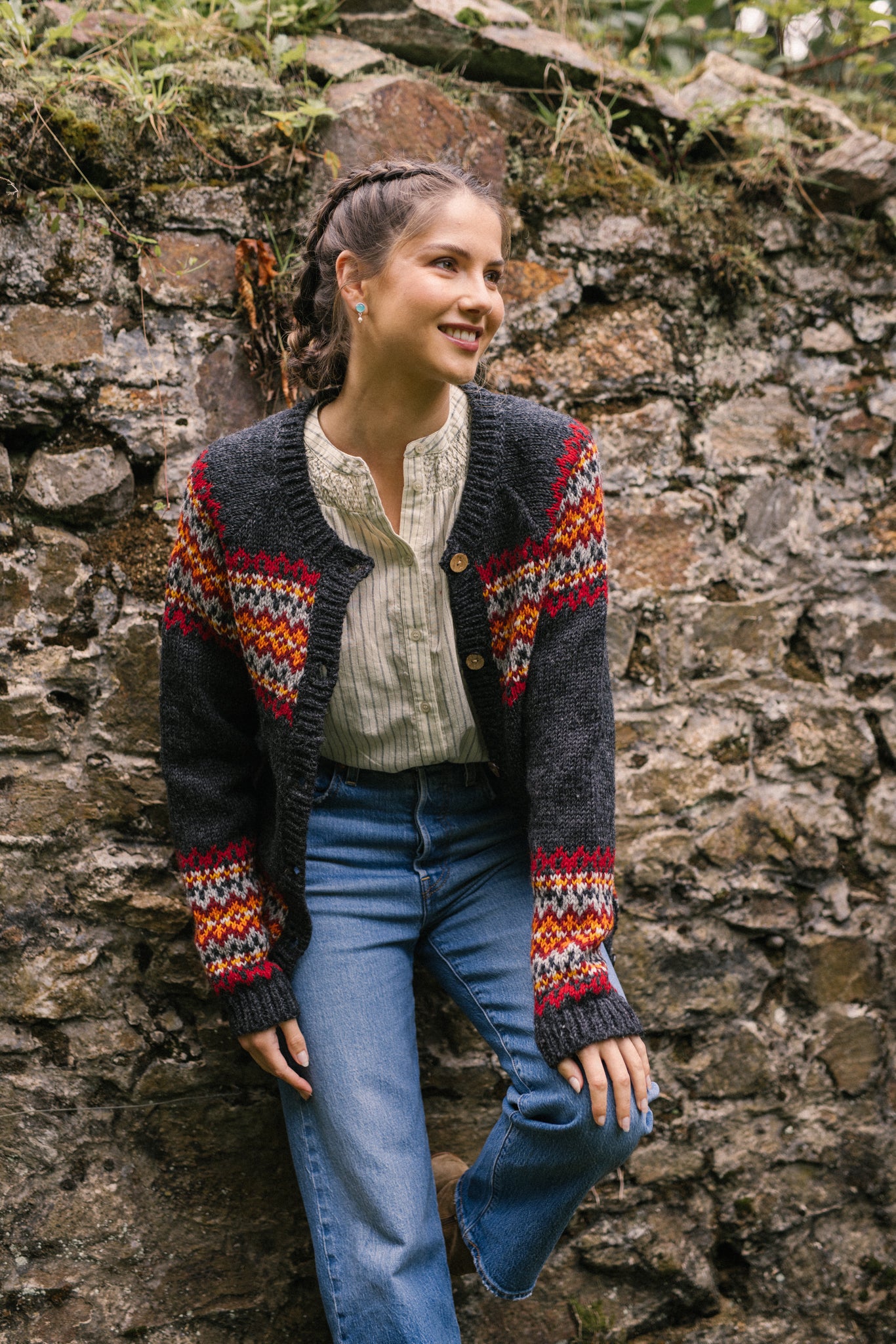 Shetland Cardigan in Charcoal