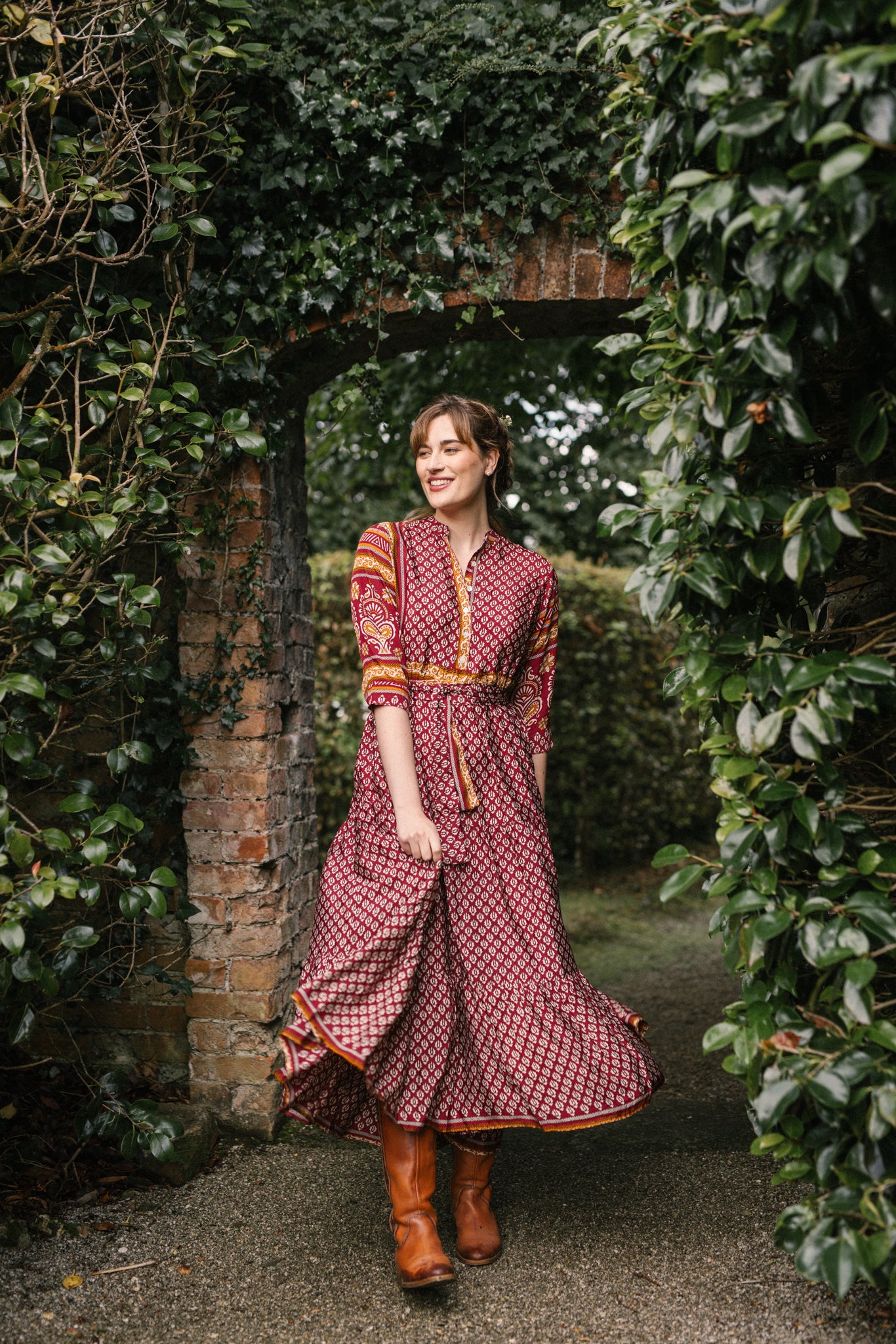 Prairie Round Neck Silk Dress **