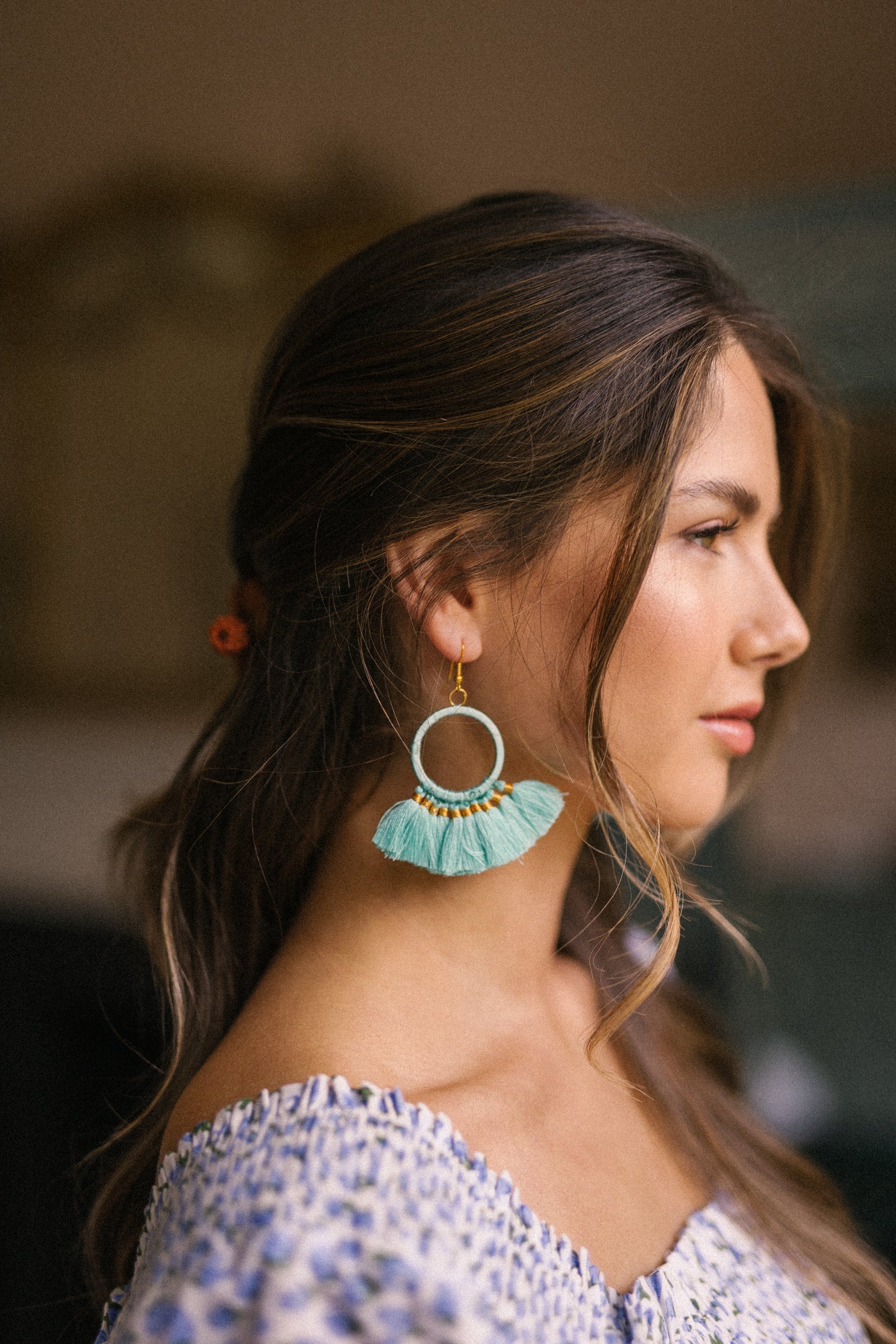 Tassel Earrings - Aqua (EAR 061)
