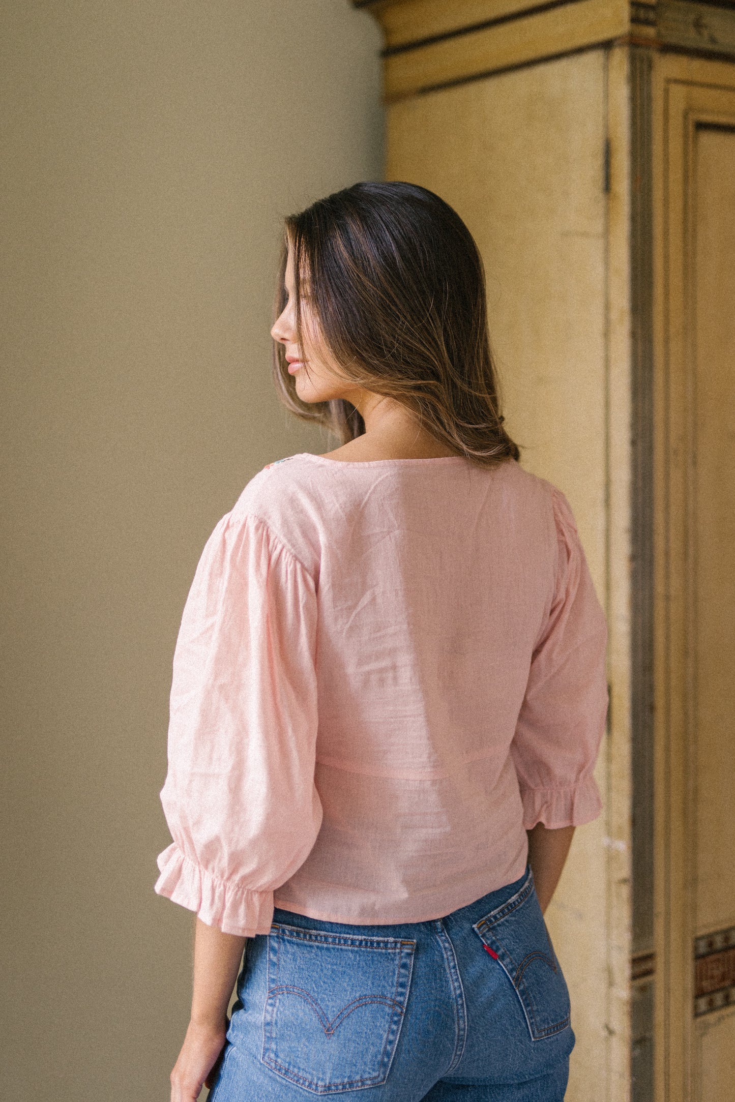 Sophia Embroidered Blouse in Pink