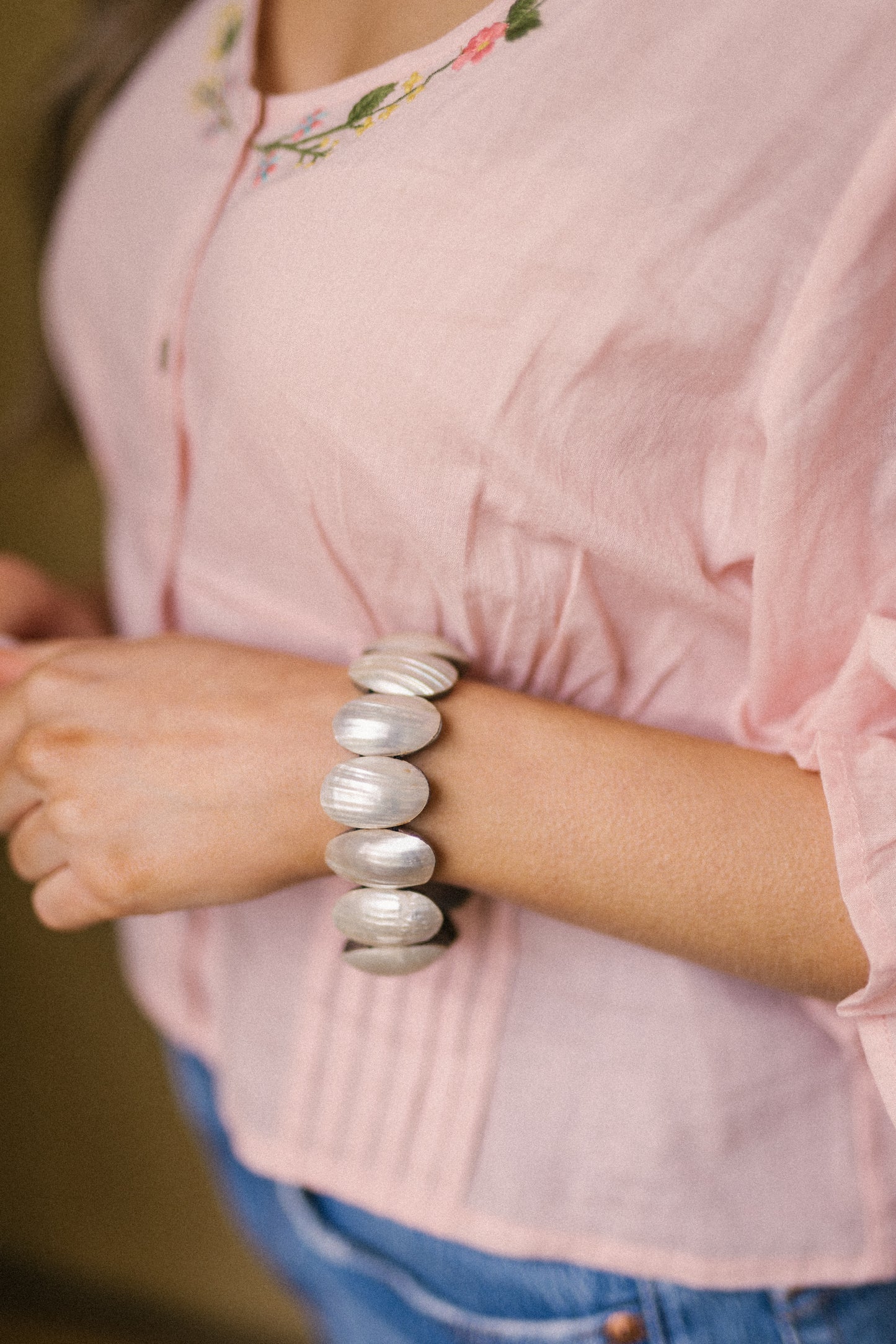 Shell & Coconut Bracelet - White (BCBRB 039)
