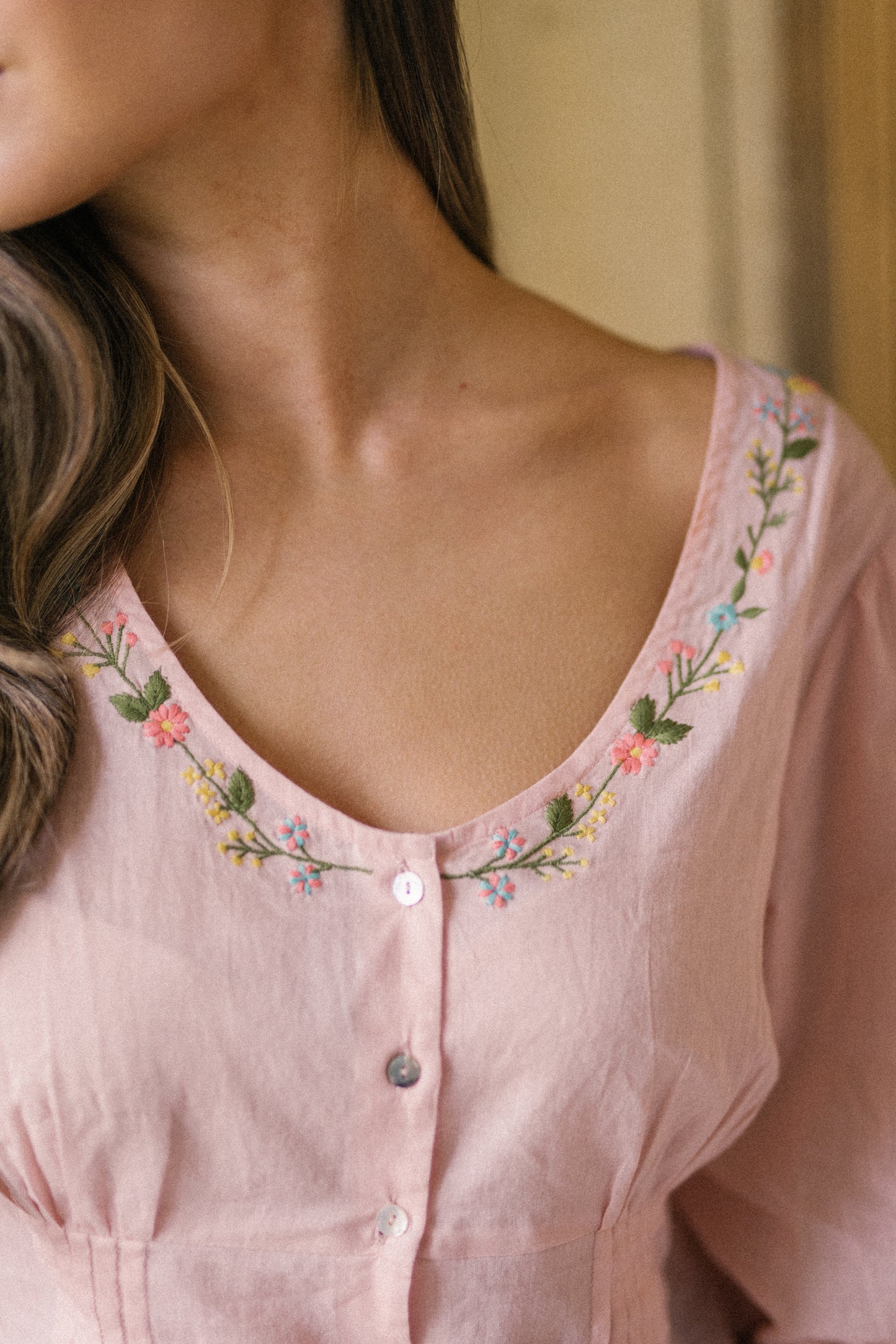 Sophia Embroidered Blouse in Pink