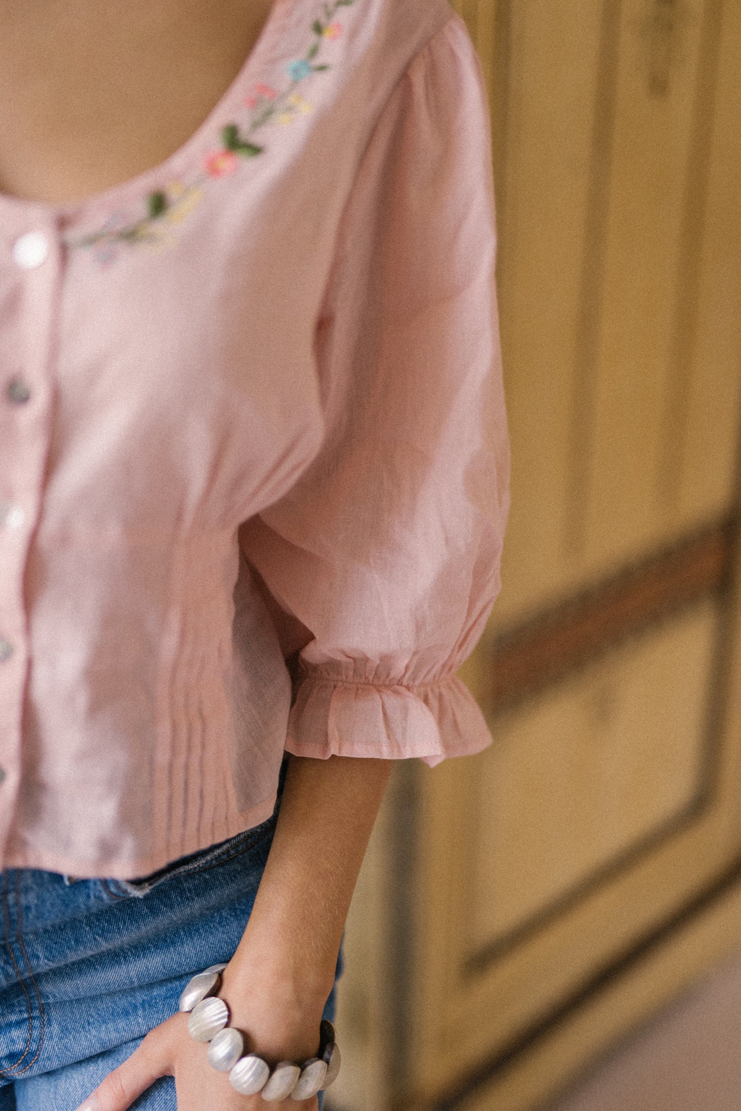 Sophia Embroidered Blouse in Pink