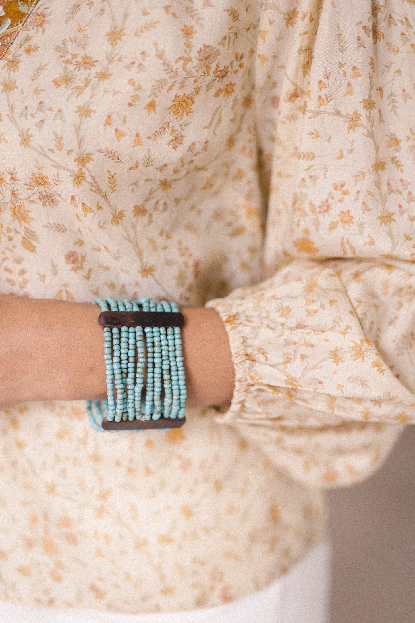 Bracelet Bead & Wood Combination - Aqua (BCBRB 043)