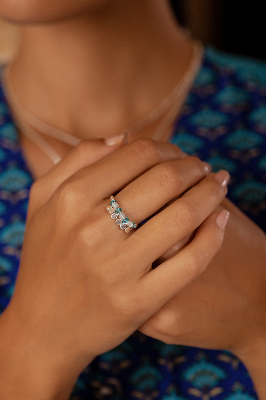 Spinning Ring in Silver & Aqua Chalcedony
