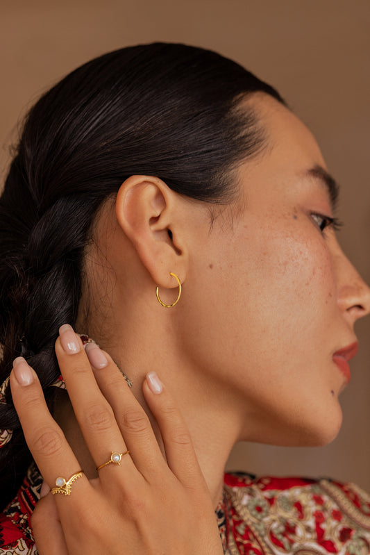 Hammered Hoop Earrings - Gold