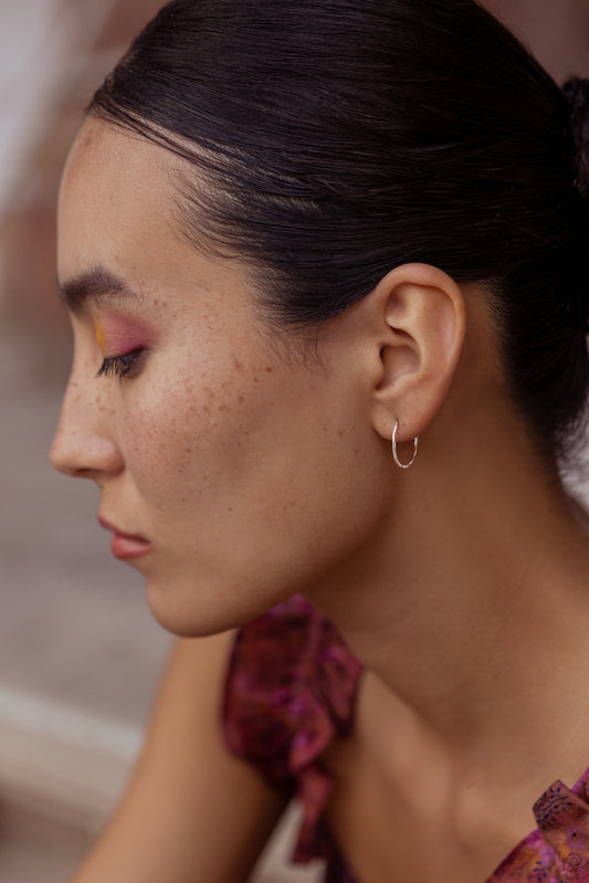 Hammered Hoop Earrings - Silver