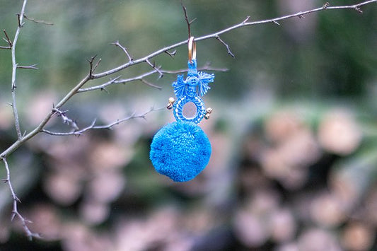 Pompom Small Mirror in Teal