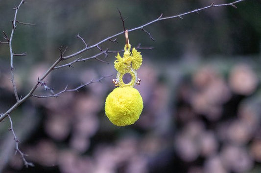 Pompom Small Mirror in Bright Yellow