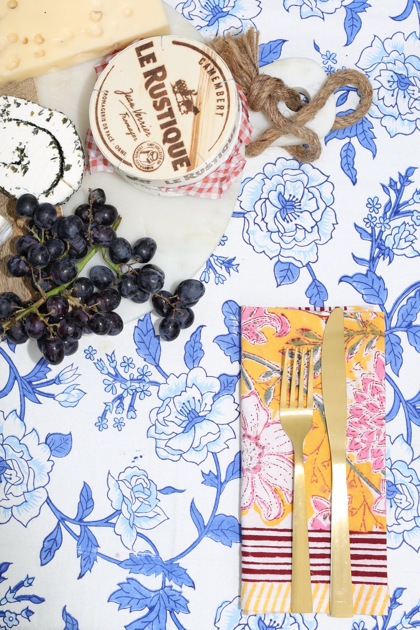 Table Cloth in Blue Floral Retro