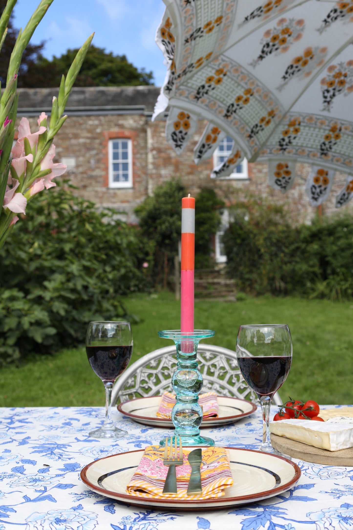 Table Cloth in Blue Floral Retro