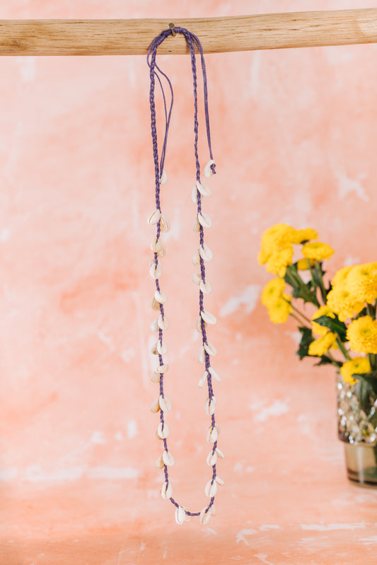 Cowrie Shell Necklace - Young Purple (NCK 005)