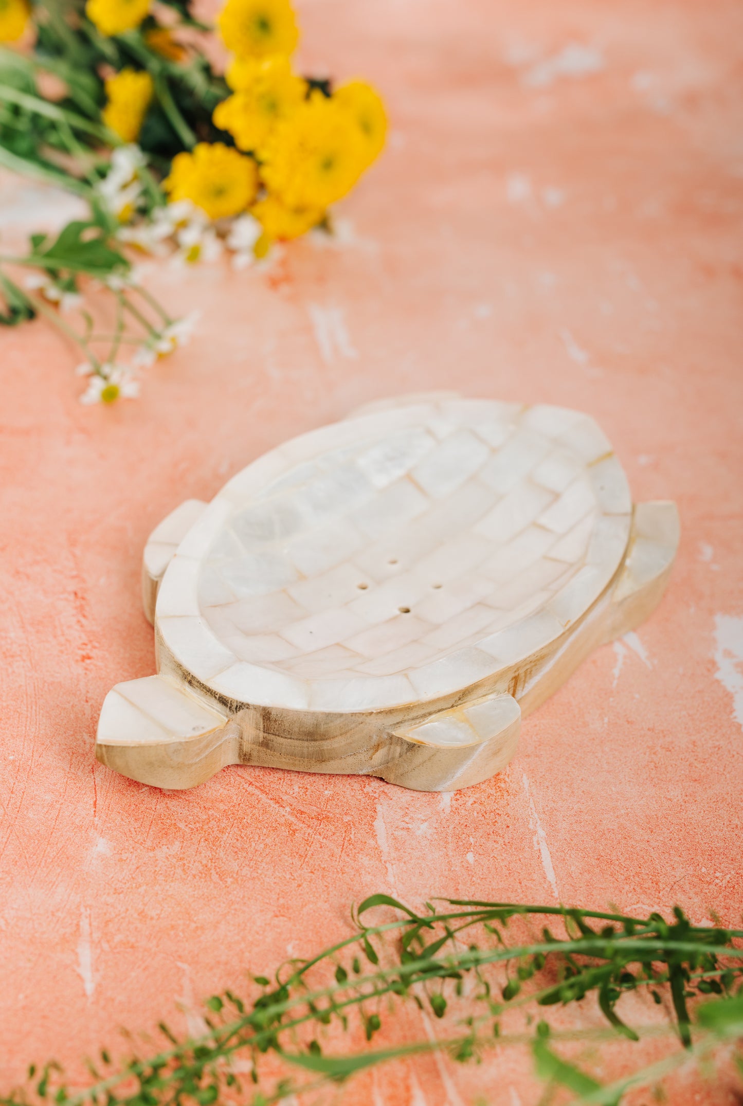 Shell & Wooden Turtle Soap/Trinket Dish - Mother of Pearl (SWT 070)