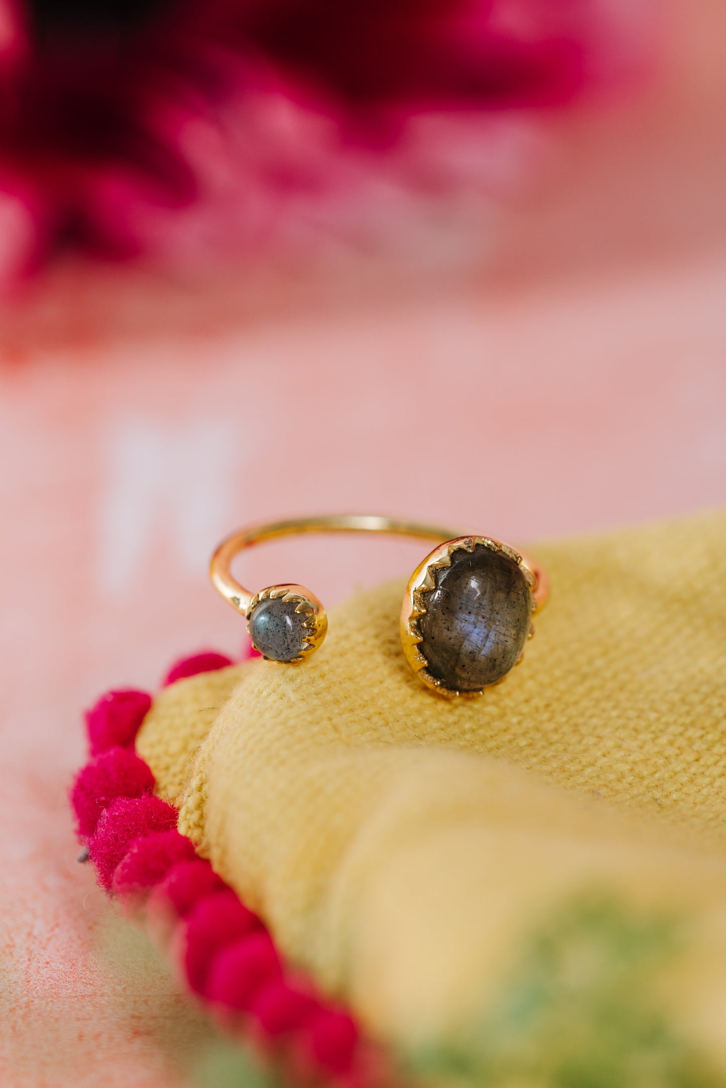 Gold Vermeil Two Stone Ring in Labradorite