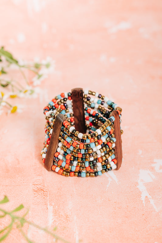 Bracelet Bead & Wood Combination - Multi (BCBRB 042)